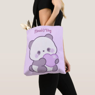 Aangepaste Cute Kawaii Pastel Paarse Panda met Har Draagtas