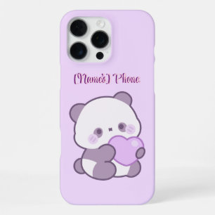 Aangepaste Cute Kawaii Pastel Paarse Panda met Har iPhone 16 Pro Max Hoesje