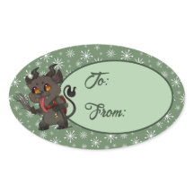 Aangepaste Cute Krampus Oval Sticker