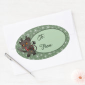 Aangepaste Cute Krampus Oval Sticker (Envelop)