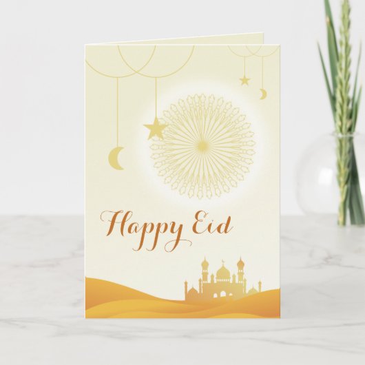 Aangepaste Cute Modern Muslim Happy Eid Kaart (Voorkant)