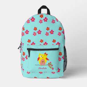 Aangepaste Cute Owl Yellow Pink Illustratie Bedrukte Rugzak