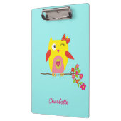 Aangepaste Cute Owl Yellow Pink Illustratie Klembord (Links)