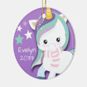 Aangepaste Cute Paarse Unicorn Keramisch Ornament (Links)
