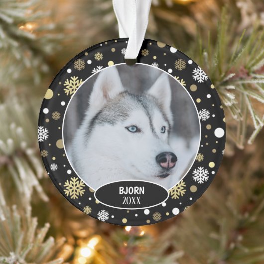 Aangepaste Cute Pet Foto 1e Kerstmis Op Sneeuwvlok Ornament (Boom)