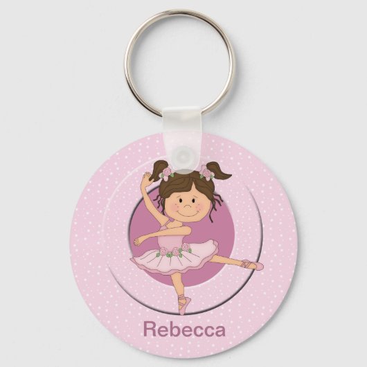 Aangepaste Cute Pink Ballerina Sleutelhanger (Voorkant)