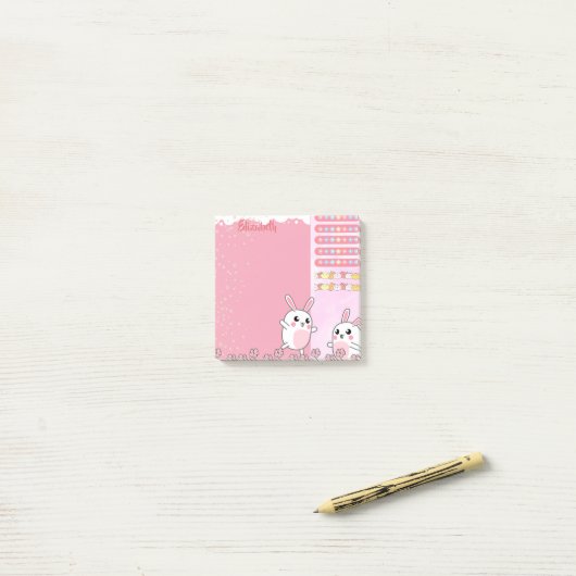 Aangepaste Cute Pink Bunny Post-it® Notes (Op bureau)