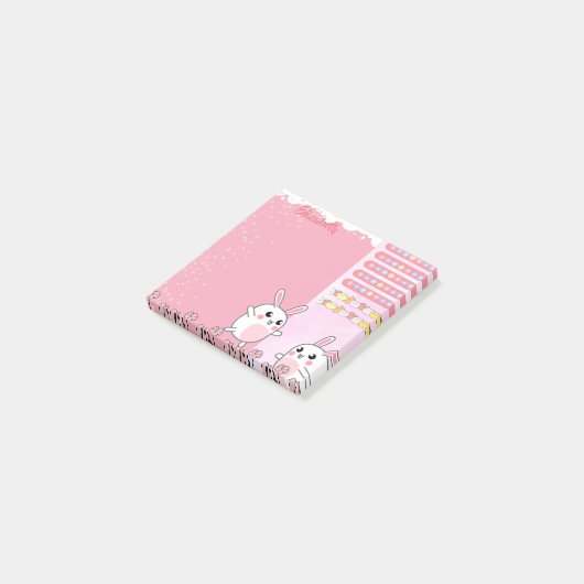 Aangepaste Cute Pink Bunny Post-it® Notes (Schuin)