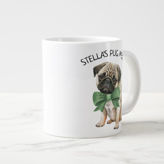 Aangepaste Cute Pug Extra Grote Beker (Voorkant rechts)