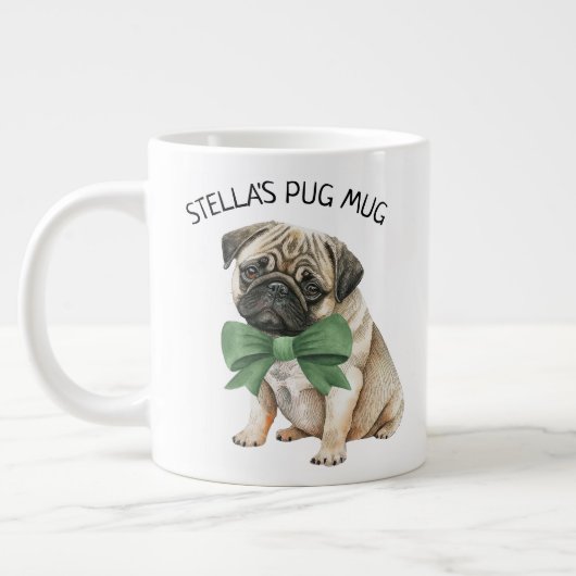 Aangepaste Cute Pug Extra Grote Beker (Links)
