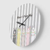 Aangepaste Cute Retro Colorful Llamas Grote Klok (Hoek)