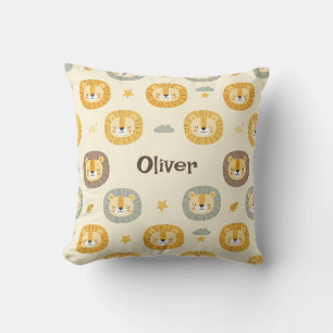 Aangepaste Cute Safari Leeuwengezicht Patroon Kussen