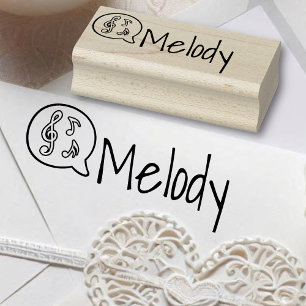 Aangepaste Cute Simple Treble Clef Symbol Name Rubberstempel