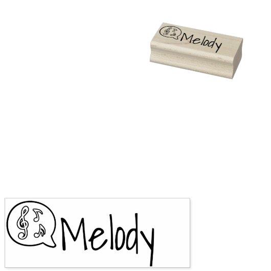 Aangepaste Cute Simple Treble Clef Symbol Name Rubberstempel (Gestempeld)