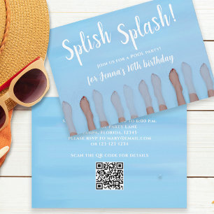 Aangepaste Cute Summer Pool Party Splish Splash Kaart