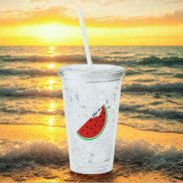 Aangepaste Cute Summer Watermeloen Naam Zwarte Tek Acryl Drinkbeker