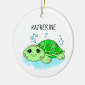 Aangepaste Cute Turtle Cartoon Name Keramisch Ornament (Links)