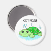 Aangepaste Cute Turtle Cartoon Name Magneet (Voorkant / Achterkant)