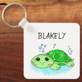 Aangepaste Cute Turtle Cartoon Name Sleutelhanger (Voorkant)