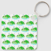 Aangepaste Cute Turtle Cartoon Name Sleutelhanger (Achterkant)