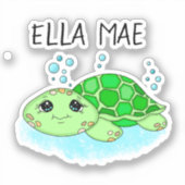Aangepaste Cute Turtle Cartoon Name Sticker (Voorkant)