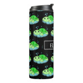 Aangepaste Cute Turtle Cartoon Name Thermosbeker (Gedraaid links)