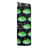 Aangepaste Cute Turtle Cartoon Name Thermosbeker (Geroteerd rechts)