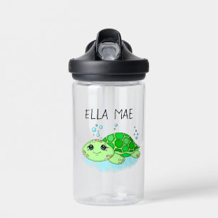 Aangepaste Cute Turtle Cartoon Name Waterfles