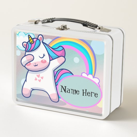 Aangepaste Cute Unicorn Metal Lunch Box (Voorkant)