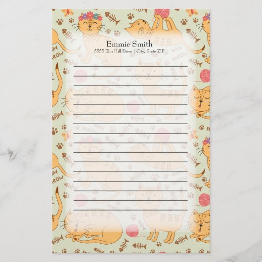 Aangepaste Cute Yellow Cats Briefpapier (Voorkant)