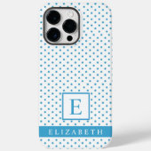 Aangepaste cyaan hemelsblauw wit polka dot ontwerp Case-Mate iPhone case (Achterkant)