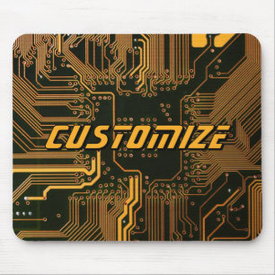 Aangepaste Cyber Orange PCB-printplaat Tech Art Muismat