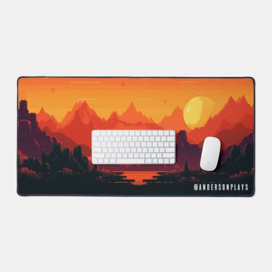 Aangepaste cyber zonsondergang retro gaming bureaumat (Keyboard & Muis)