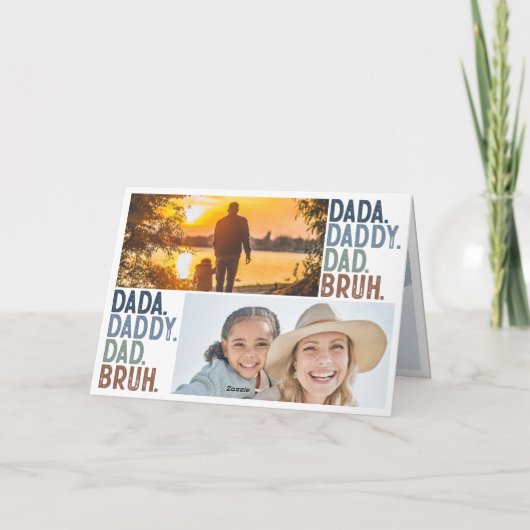 Aangepaste DADA DADDY DAD BRUH FOTO VADERS DAG Kaart (Achterkant)