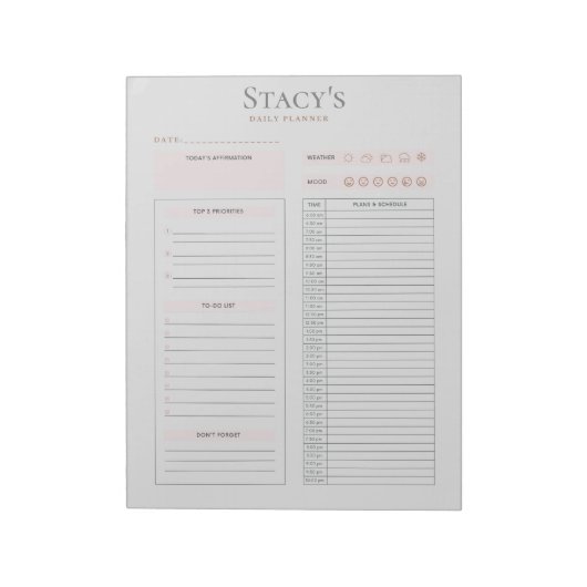 Aangepaste dagelijkse planner notitieblok (Gedraaid)