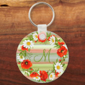 Aangepaste dagen papaver monogram bloem sleutelhanger (Voorkant)