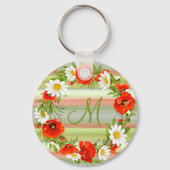 Aangepaste dagen papaver monogram bloem sleutelhanger (Achterkant)
