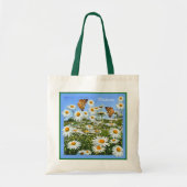 Aangepaste Daisy Meadow Canvas tas aangepaste teks (Voorkant)