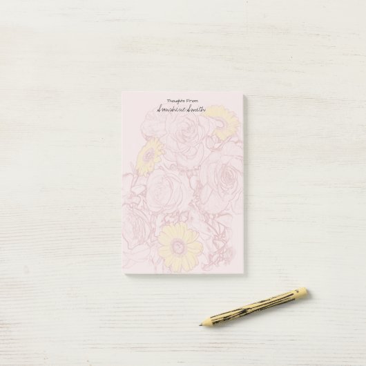 Aangepaste  Daisy-Rozen met Bouquet Post-it® Notes (Op bureau)