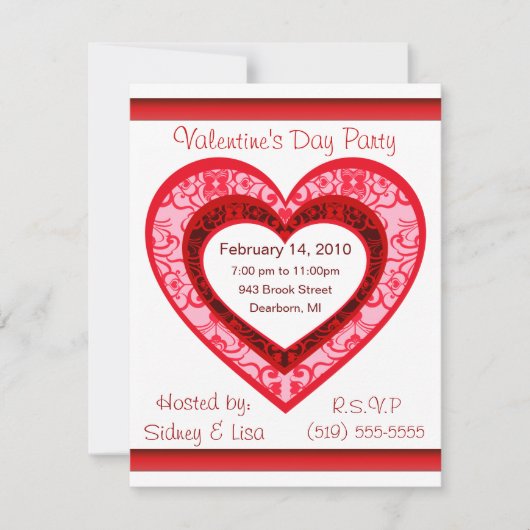 Aangepaste Damask Valentijnse uitnodiging (Voorkant)