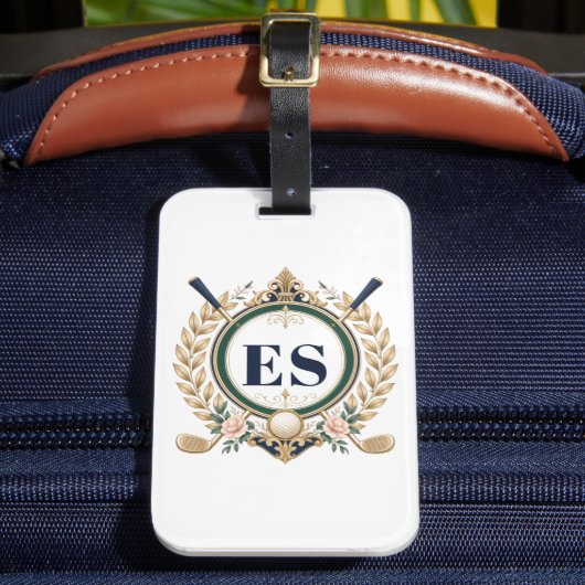 Aangepaste Dames Elegant Monogram Golf Bagagelabel (Voorkant Insitu 2)