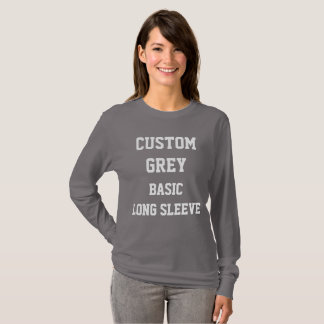 Aangepaste dames GRIJS BASIS T-SHIRT MET LANGE MOU