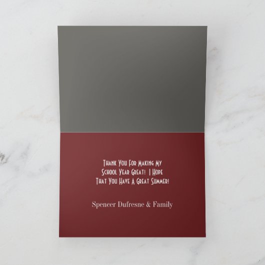 Aangepaste Dank Je Wel Chalkboard Voor De Leraar Bedankkaart (Binnen)