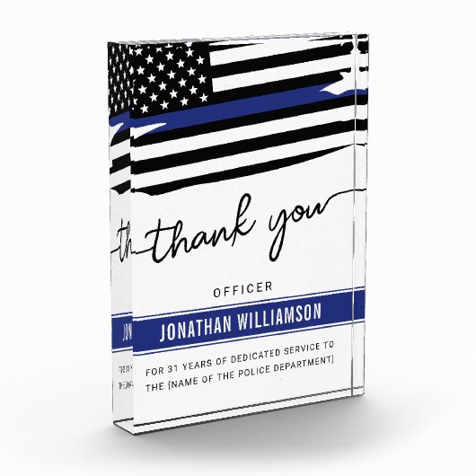 Aangepaste dank Politieagent Pensioengeschenk Fotoblokken (Links)