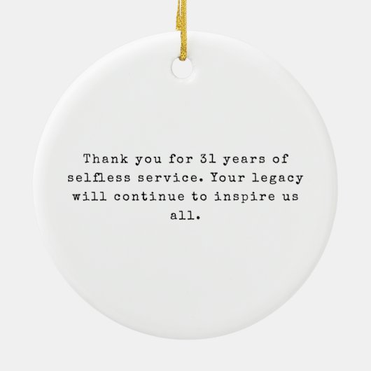 Aangepaste dank Politieagent Pensioengeschenk Keramisch Ornament (Achterkant)