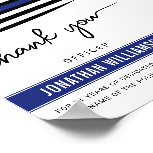 Aangepaste dank Politieagent Pensioengeschenk Poster (Hoek)