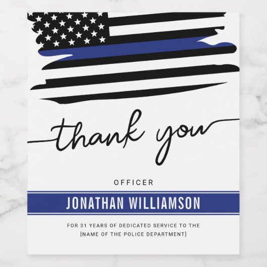 Aangepaste dank Politieagent Pensioengeschenk Wijn Etiket (Enkel label)