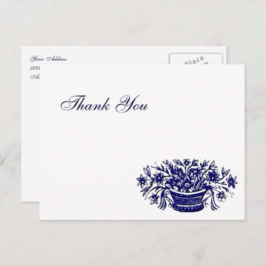 Aangepaste dank u Bloemenmand Briefkaarten (Voorkant / Achterkant)