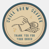 Aangepaste dank u Coffee Business Startup Ronde Sticker (Voorkant)