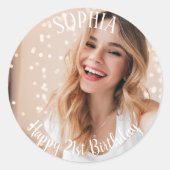 Aangepaste dank u Eenvoudige moderne 21e verjaarda Ronde Sticker (Voorkant)